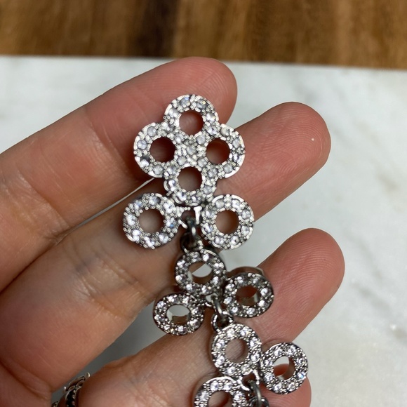 "Circles" Cubic Zirconia Chandelier Earrings - Picture 3 of 5